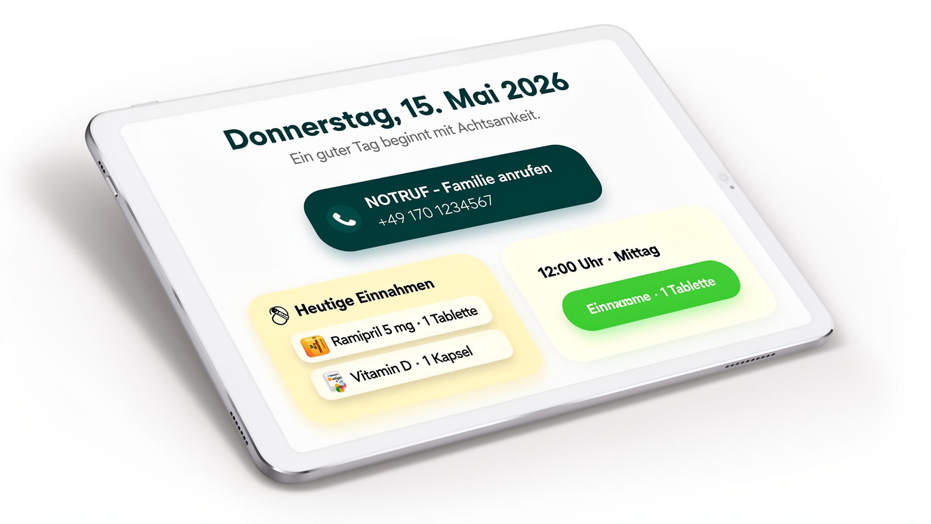 Senioren-Medikamenten-App Tablet Ansicht